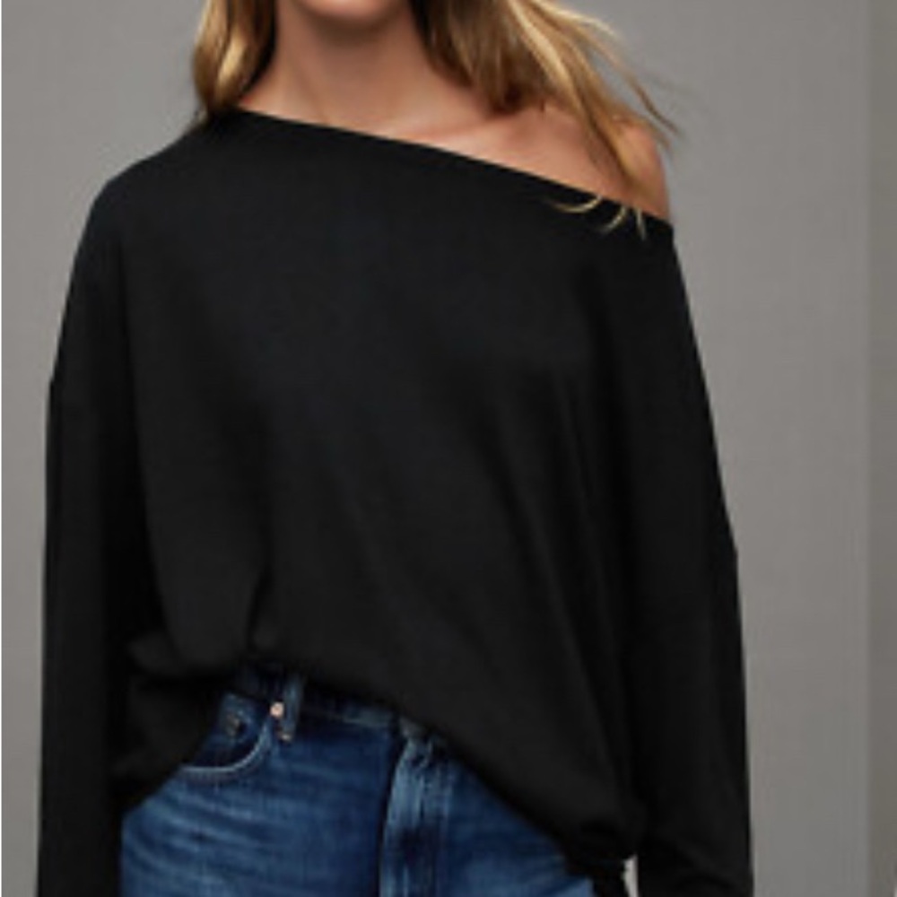 All Saints charcoal grey, Off-Shoulder Sweater